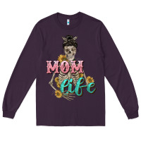 Plum Mom life with skull Mother's Day Long Sleeve Tee - CowGirlArtShop