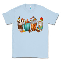 Dusty Blue Thankful Coffee Cups Classic Tee - texasbilliewilder