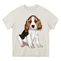 Cream beagle puppy Heavy Core Tee - LillyAllenDesigns