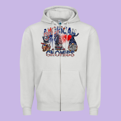 Amerikan Gnomies Zipper Hoodie Designed By Sublimationcraftshop