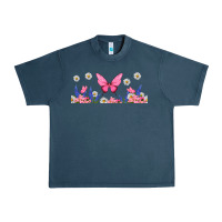 Midnight Navy butterflies and flowers Urban Heavy Tee - TumblerDesignByShophia