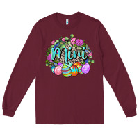 Burgundy Easter Mini Happy Easter Day Long Sleeve Tee - CowGirlArtShop