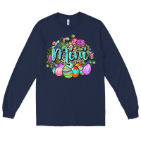 Navy Easter Mini Happy Easter Day Long Sleeve Tee - CowGirlArtShop