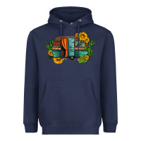 Navy caravan sunflowers and cactus Heavyweight Hoodie - Artiststas