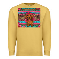 Antique Gold dachshund puppy floral Premium Sweatshirt - Artiststas