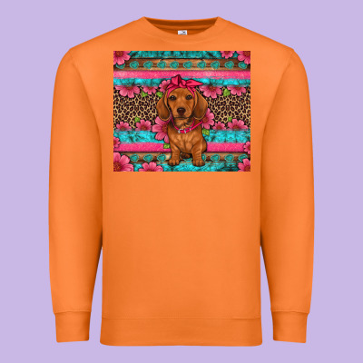 Dachshund Puppy Floral Premium Sweatshirt Designed By Artiststas