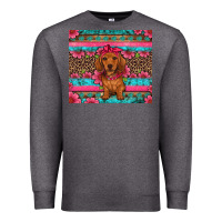 Charcoal Heather dachshund puppy floral Premium Sweatshirt - Artiststas
