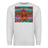 Dove Grey dachshund puppy floral Premium Sweatshirt - Artiststas