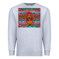 Heather Grey dachshund puppy floral Premium Sweatshirt - Artiststas