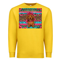 Lemon dachshund puppy floral Premium Sweatshirt - Artiststas