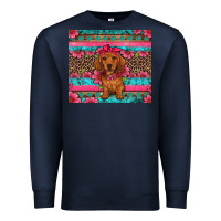 Navy dachshund puppy floral Premium Sweatshirt - Artiststas