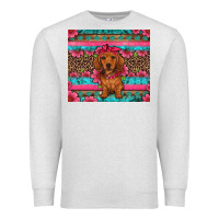 Oatmeal Heather dachshund puppy floral Premium Sweatshirt - Artiststas