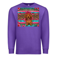 Purple dachshund puppy floral Premium Sweatshirt - Artiststas