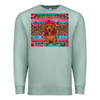 Seafoam dachshund puppy floral Premium Sweatshirt - Artiststas