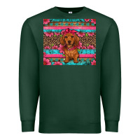 Sports Green dachshund puppy floral Premium Sweatshirt - Artiststas
