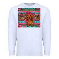 White dachshund puppy floral Premium Sweatshirt - Artiststas