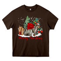 Chocolate Brown Merry Christmas Gray Squirrel Heavy Core Tee - LillyAllenDesigns