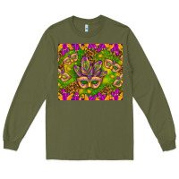 Army Green Mardi Gras masks and coins tumbler Long Sleeve Tee - HowdyJamesFarm