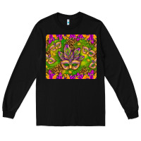 Black Mardi Gras masks and coins tumbler Long Sleeve Tee - HowdyJamesFarm