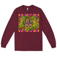 Burgundy Mardi Gras masks and coins tumbler Long Sleeve Tee - HowdyJamesFarm