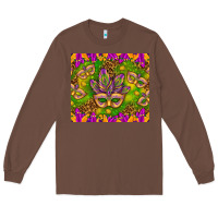 Chestnut Mardi Gras masks and coins tumbler Long Sleeve Tee - HowdyJamesFarm