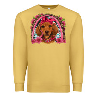 Antique Gold dachshund puppy floral rainbow Premium Sweatshirt - Artiststas