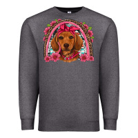 Charcoal Heather dachshund puppy floral rainbow Premium Sweatshirt - Artiststas