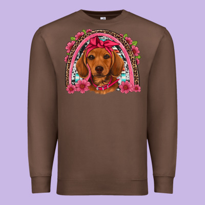 Dachshund Puppy Floral Rainbow Premium Sweatshirt Designed By Artiststas