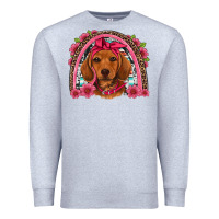 Heather Grey dachshund puppy floral rainbow Premium Sweatshirt - Artiststas