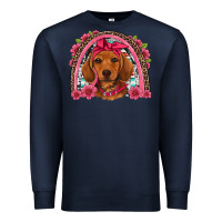 Navy dachshund puppy floral rainbow Premium Sweatshirt - Artiststas