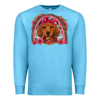 Ocean Blue dachshund puppy floral rainbow Premium Sweatshirt - Artiststas