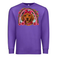 Purple dachshund puppy floral rainbow Premium Sweatshirt - Artiststas