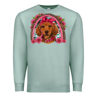 Seafoam dachshund puppy floral rainbow Premium Sweatshirt - Artiststas