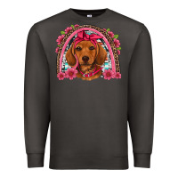 Smoke dachshund puppy floral rainbow Premium Sweatshirt - Artiststas