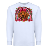 White dachshund puppy floral rainbow Premium Sweatshirt - Artiststas