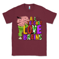 Burgundy All Teacher Love Brains Classic Tee - texasbilliewilder