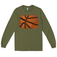 Army Green Basketball leopard glitter background Long Sleeve Tee - HowdyJamesFarm