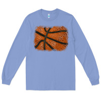 Basketball Leopard Glitter Background Long Sleeve Tee | Teevron