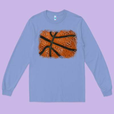 Basketball Leopard Glitter Background Long Sleeve Tee Designed By Howdyjamesfarm