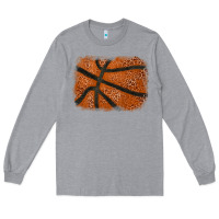 Heather Grey Basketball leopard glitter background Long Sleeve Tee - HowdyJamesFarm