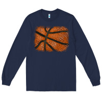 Navy Basketball leopard glitter background Long Sleeve Tee - HowdyJamesFarm
