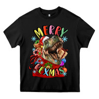 Black t rex merry rexmas Heavy Core Tee - LillyAllenDesigns
