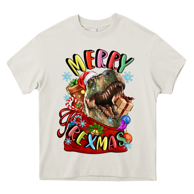 T Rex Merry Rexmas Heavy Core Tee by LillyAllenDesigns | Teevron