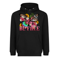 Black be free with butterfly and cactus flowers Heavyweight Hoodie - Artiststas
