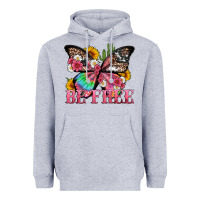 Heather Grey be free with butterfly and cactus flowers Heavyweight Hoodie - Artiststas
