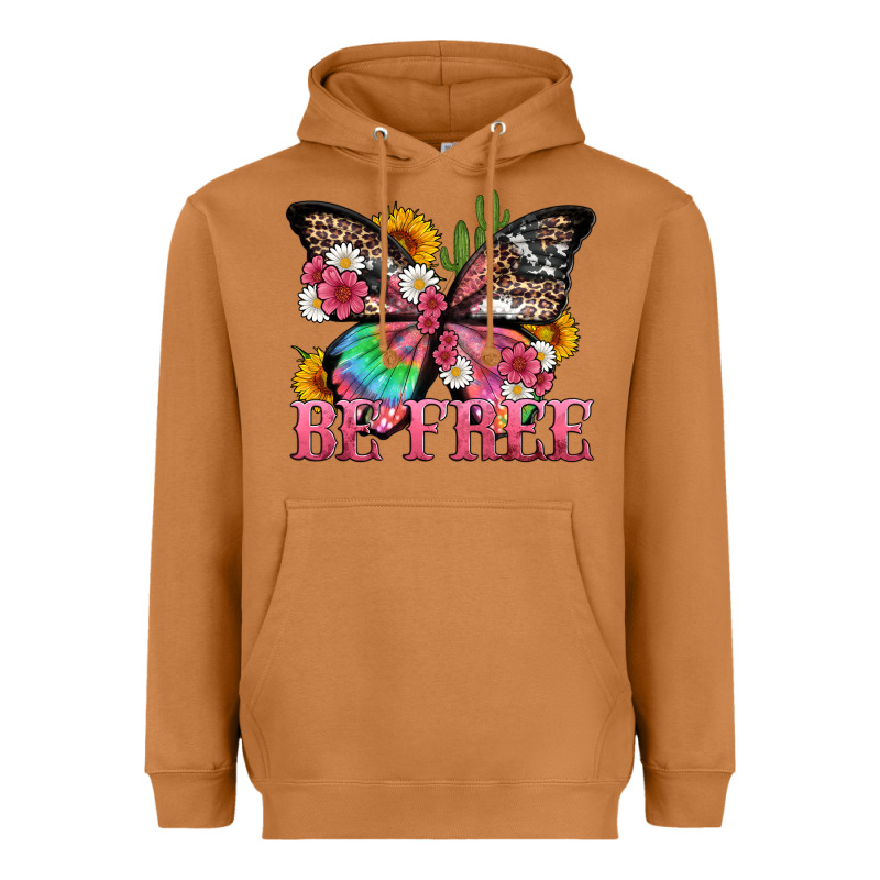 Be Free With Butterfly And Cactus Flowers Heavyweight Hoodie by Artiststas | Teevron