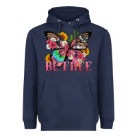 Navy be free with butterfly and cactus flowers Heavyweight Hoodie - Artiststas