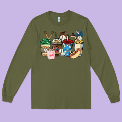 Baseball Coffee Cups Long Sleeve Tee Designed By Howdyjamesfarm