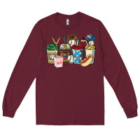 Burgundy Baseball coffee cups Long Sleeve Tee - HowdyJamesFarm
