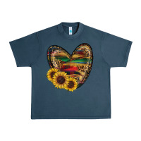 Midnight Navy Sunflower Fall Heart Urban Heavy Tee - RanaPortraitStore